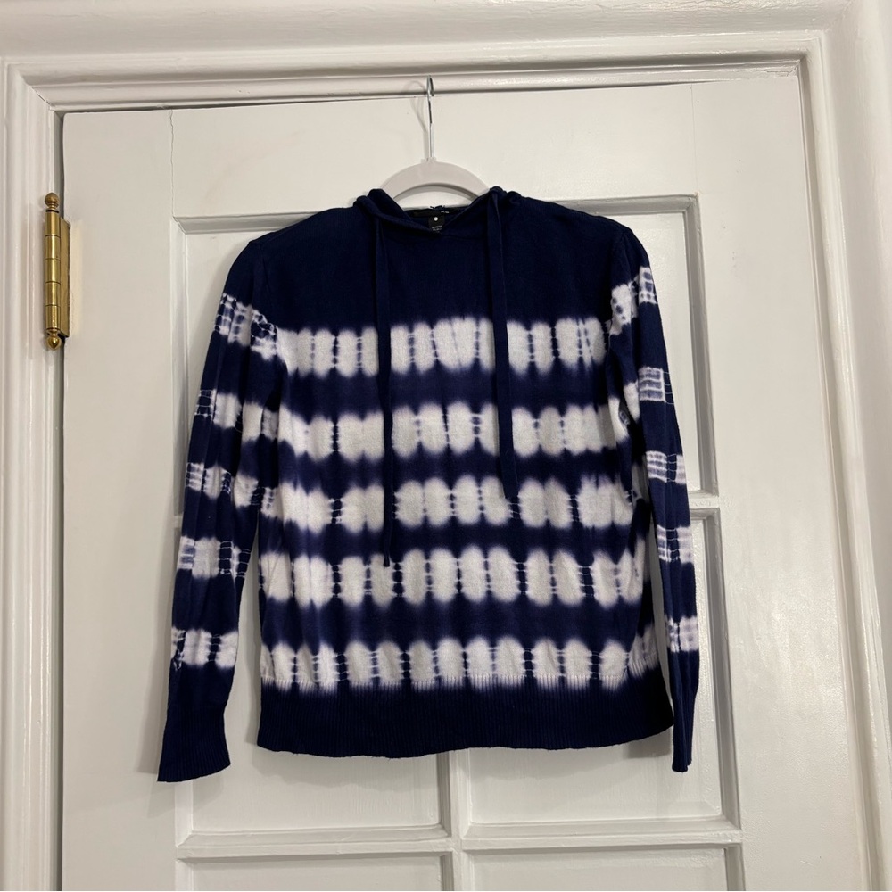 Aqua Cotton Blend Tie Dye Hooded Sweater